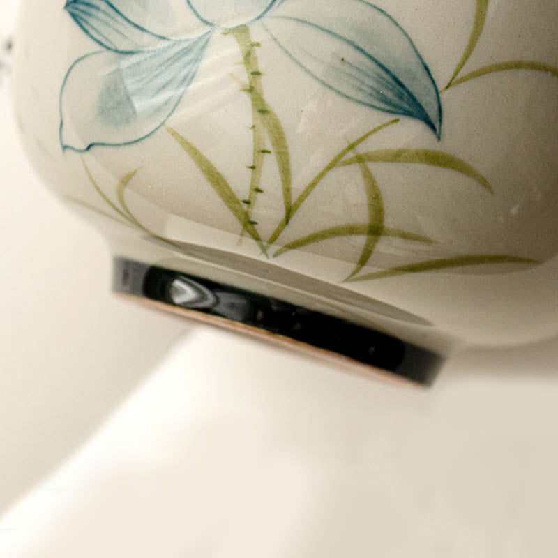 Taza de té de cerámica de flor de loto pintada a mano con Buddha Stones, taza de té de Kung Fu