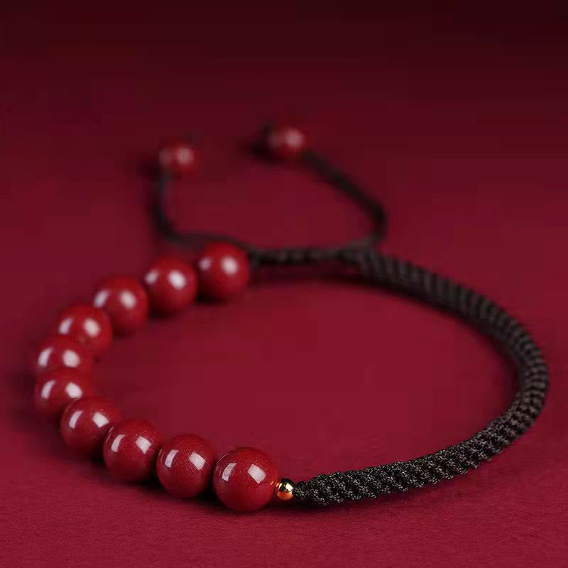 Pulsera de hilo de bendición con nudo King Kong de cinabrio natural con Buddha Stones