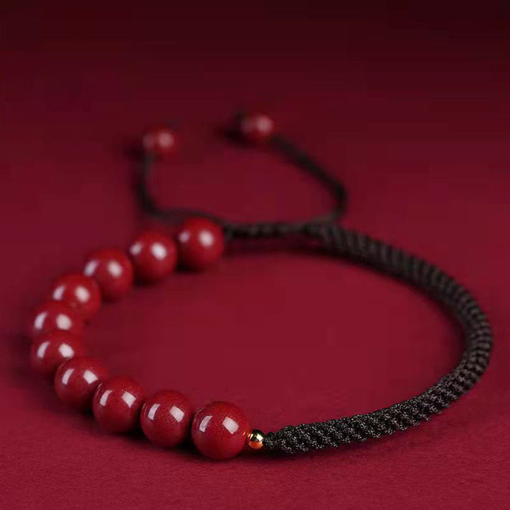 Pulsera de hilo de bendición con nudo King Kong de cinabrio natural con Buddha Stones