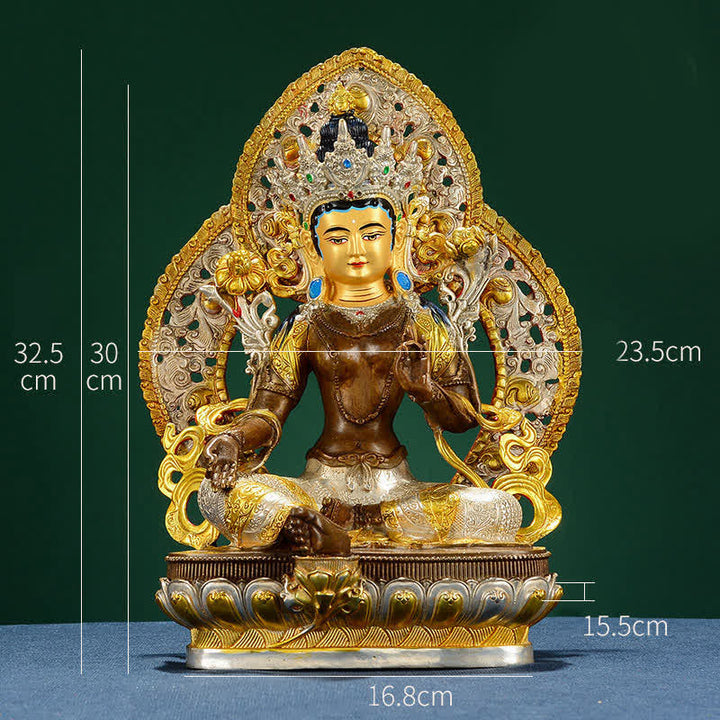 Decoración de estatua de cobre Bodhisattva Green Tara Hope