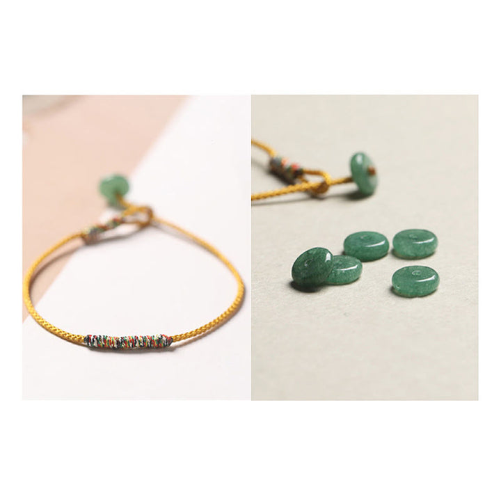 Pulsera de cuerda trenzada de protección de la suerte de aventurina verde hecha a mano tibetana con Buddha Stones