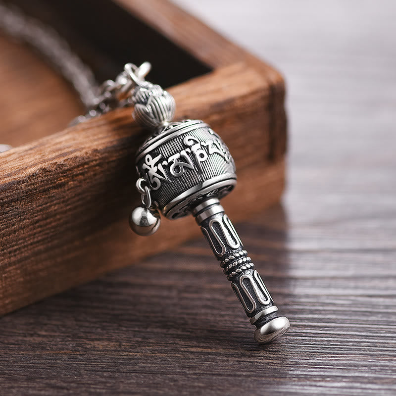 Colgante de collar giratorio con Buddha Stones , Om Mani Padme Hum tibetano, rueda de oración, sabiduría de loto - Om Mani Padme Hum (Amor ♥ Enfoque) - image 1