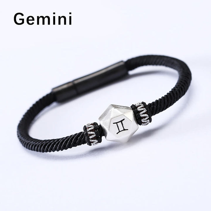 Pulsera de hilo hecha a mano con protección de las 12 constelaciones del zodíaco de plata de ley 999 con Buddha Stones