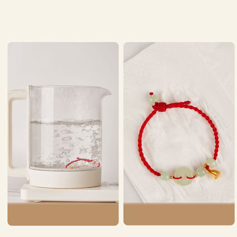 Pulsera de Buddha Stones, hebilla redonda de la paz, Jade, loto, felicidad, abundancia y riqueza - image 9