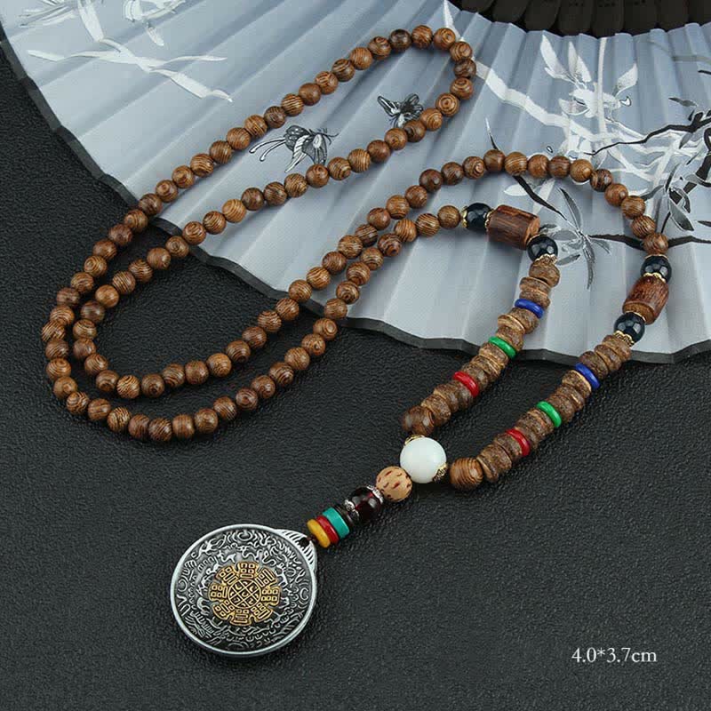 Buddha Stones tibetano Om Mani Padme Hum rueda de oración rotación Vajra collar de madera colgante - Nueve Palacios Ocho Trigramas - image 19
