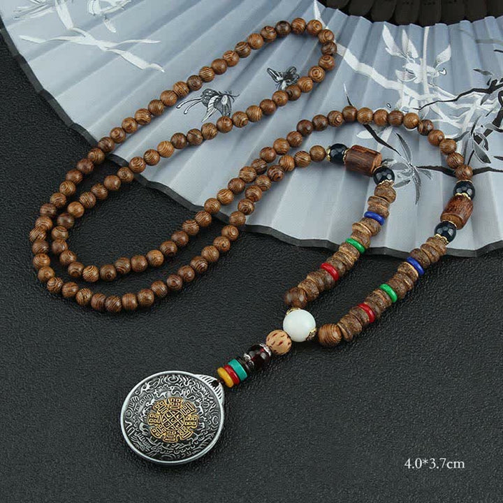 Buddha Stones tibetano Om Mani Padme Hum rueda de oración rotación Vajra collar de madera colgante - Nueve Palacios Ocho Trigramas - image 19