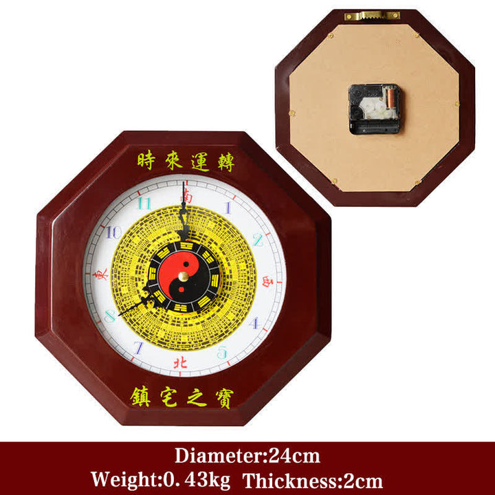 Reloj de pared con mapa de energía de equilibrio de mapa Feng Shui Bagua - Reloj de pared y mapa Bagua rojo oscuro de 24 cm - image 1