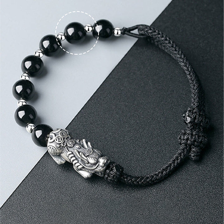 Buddha Stones, Plata de Ley 999, FengShui PiXiu, obsidiana negra Natural, pulsera resistente con cuentas de plata esterlina 925 - image 9