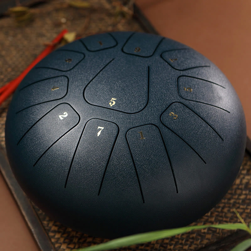 Buddha Stones Tambor de lengua de acero, sonido curativo, meditación, atención plena, kit de tambor de yoga, 11 notas, 8 pulgadas - Gris pizarra - image 17