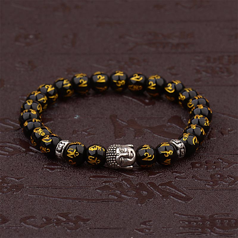 Pulsera de amuleto de mantra de Buda tibetano con Buddha Stones