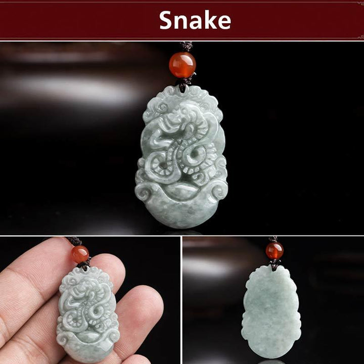 Collar con colgante de éxito del zodiaco chino con Buddha Stones de jade natural 12 - Serpiente - image 31