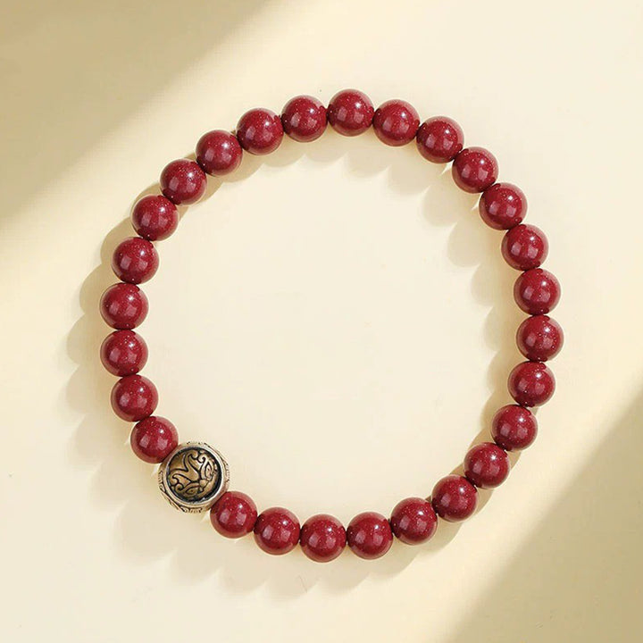 Pulsera de bendición de las cuatro bestias con cinabrio natural de plata de ley 925 con Buddha Stones