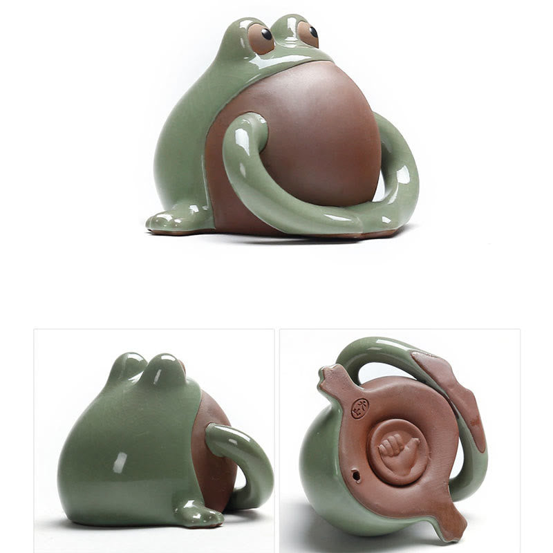 Buddha Stones FengShui, riqueza, suerte, rana bonita, té de cerámica, figura decorativa para mascota - image 9