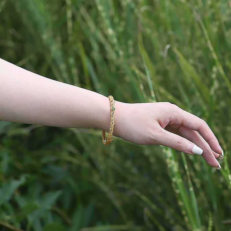 Brazalete de pulsera curativa con Buddha Stones , Jade cian, cobre, nubes propicias, calma