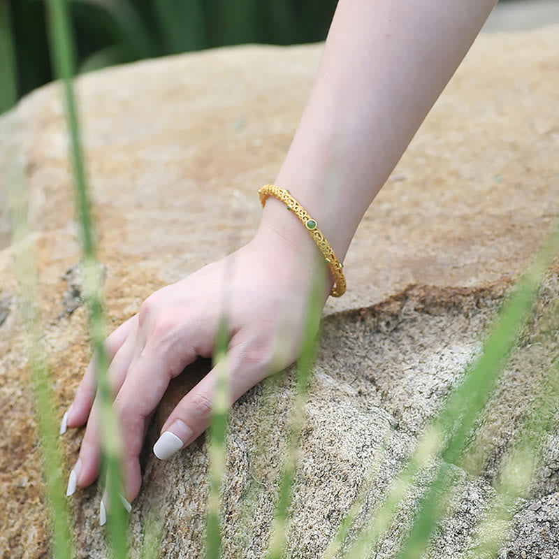 Brazalete de pulsera curativa con Buddha Stones , Jade cian, cobre, nubes propicias, calma