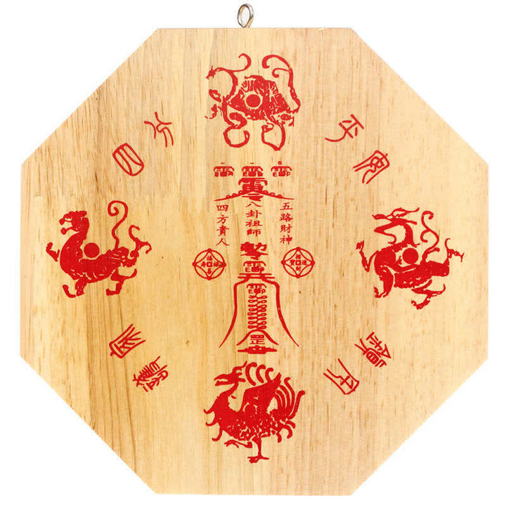 Espejo de mapa de energía de equilibrio de madera de melocotón con mapa de Bagua de Feng Shui