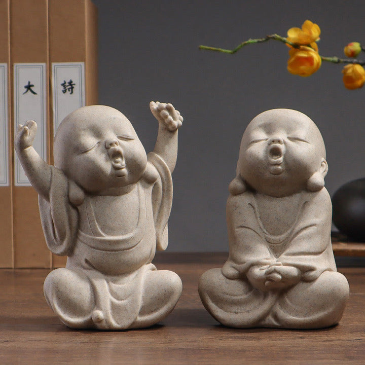 Buddha Stones meditación tibetana Buda monje bendición serenidad resina decoración del hogar