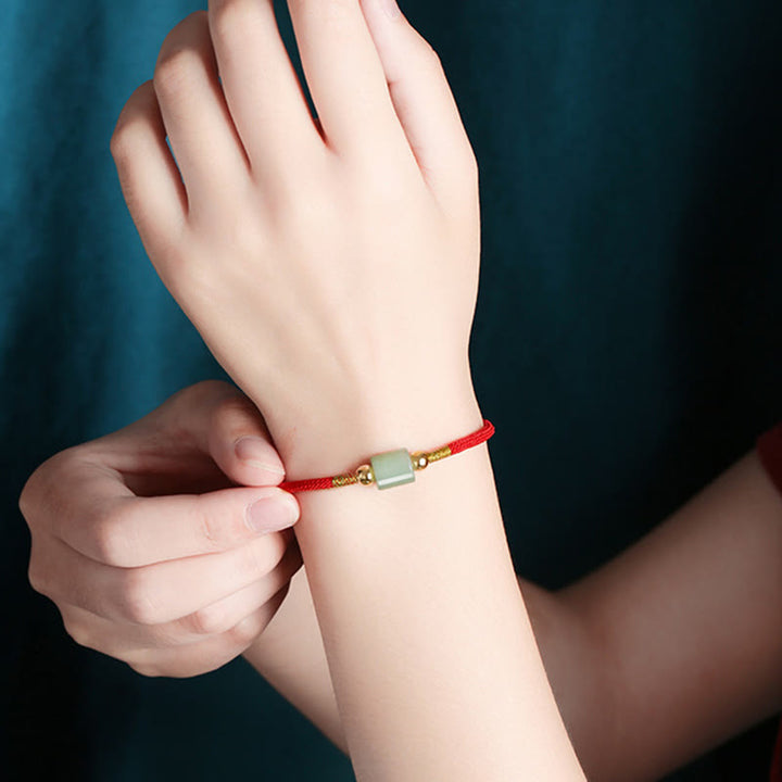 Pulsera de cuerda trenzada hecha a mano con Buddha Stones, Aventurina verde, piedra roja, malaquita, protección de la suerte, Tíbet