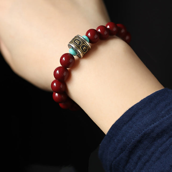 Pulsera de plata de ley 925 con Buddha Stones , zodíaco chino, Buda natal, cinabrio, Om Mani Padme Hum