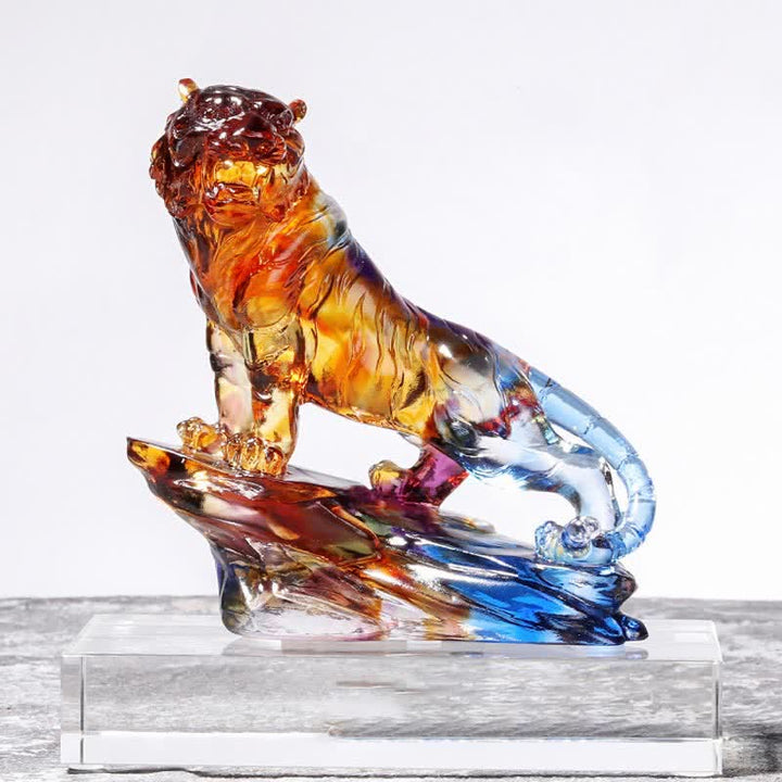 Pieza de arte de tigre de cristal Liuli hecha a mano, protección para decoración del hogar - image 16