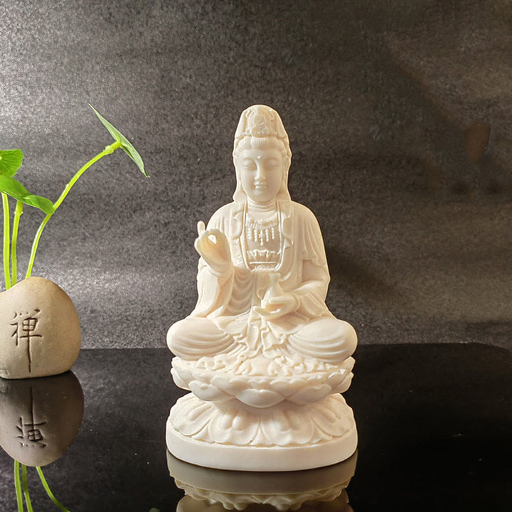 Buddha Stones Mini fruta de marfil Tathagata Buda Lotus Kwan Yin Avalokitesvara Manjusri Samantabhadra Serenity decoración de escritorio