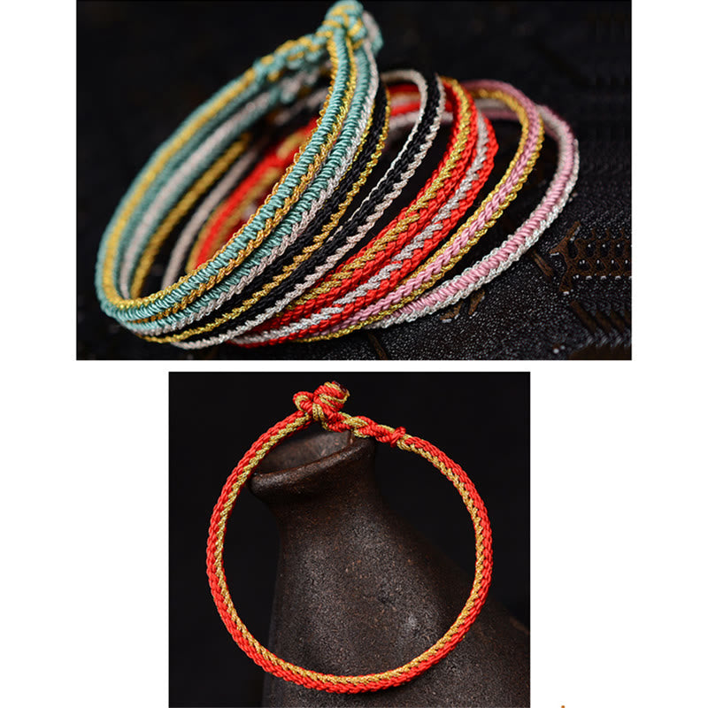 Pulsera de nudo de paz de ocho hilos hecha a mano con cuerda bicolor de Buddha Stones