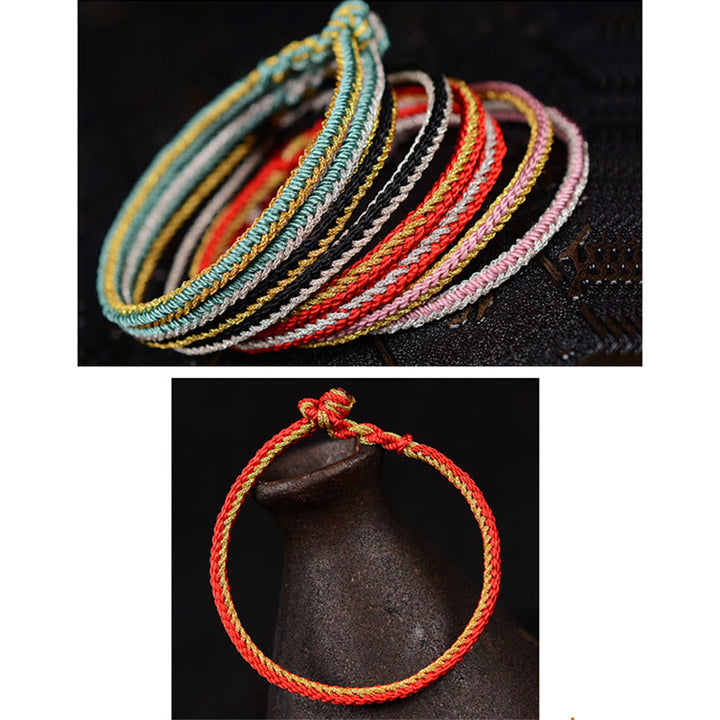 Pulsera de nudo de paz de ocho hilos hecha a mano con cuerda bicolor de Buddha Stones