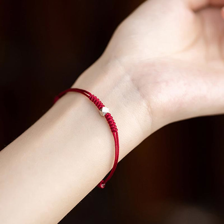 Pulsera trenzada de hilo rojo con protección de cuentas de la suerte de plata de ley 925 con Buddha Stones