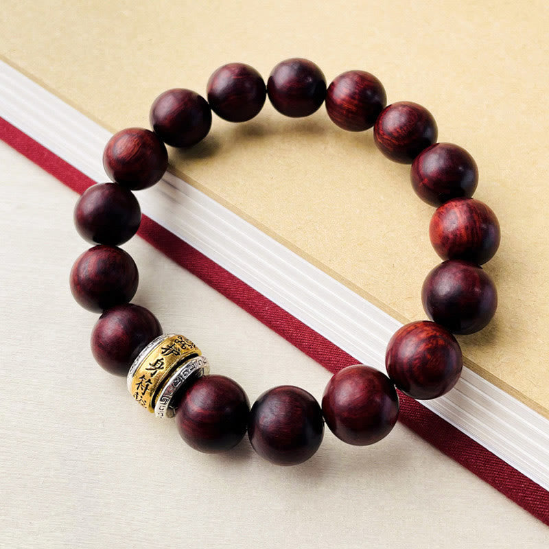 Pulsera de protección con amuleto de sándalo rojo y hoja pequeña de Buddha Stones