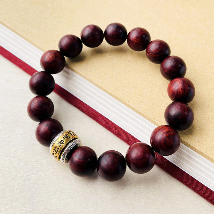 Pulsera de protección con amuleto de sándalo rojo y hoja pequeña de Buddha Stones