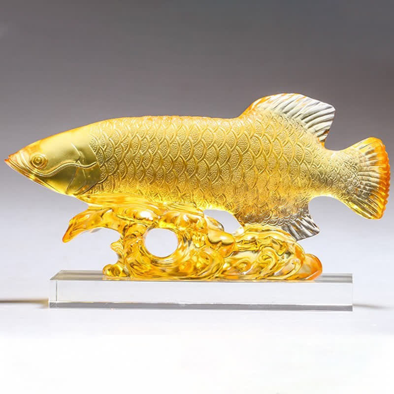 Pieza de arte hecha a mano de Liuli Crystal Koi Fish, decoración para el hogar y la Oficina