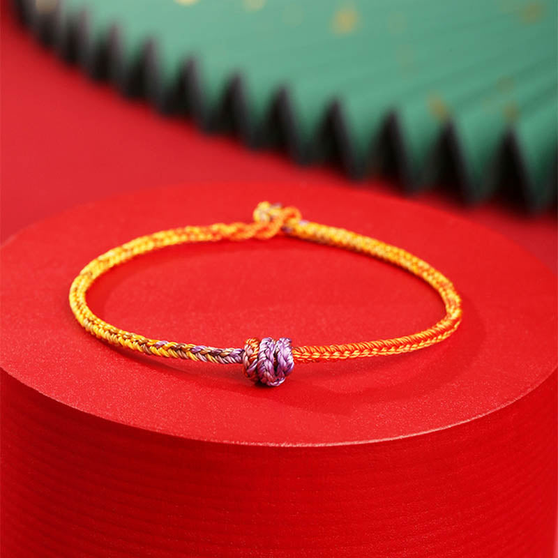 Pulsera de cuerda trenzada roja de oro púrpura colorida hecha a mano con Buddha Stones