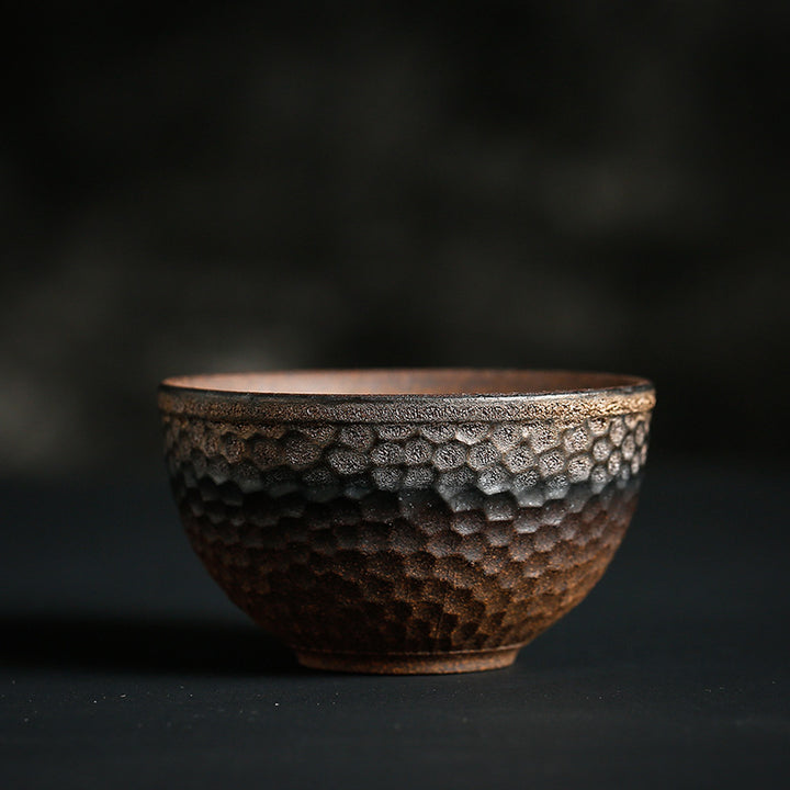 Taza de té de cerámica con textura de rayas marrones simples , Buddha Stones, tazón de taza de té de Kung Fu