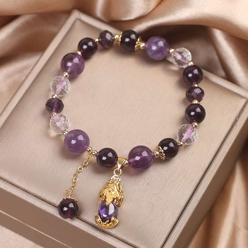 Pulsera curativa PiXiu de amatista natural con Buddha Stones