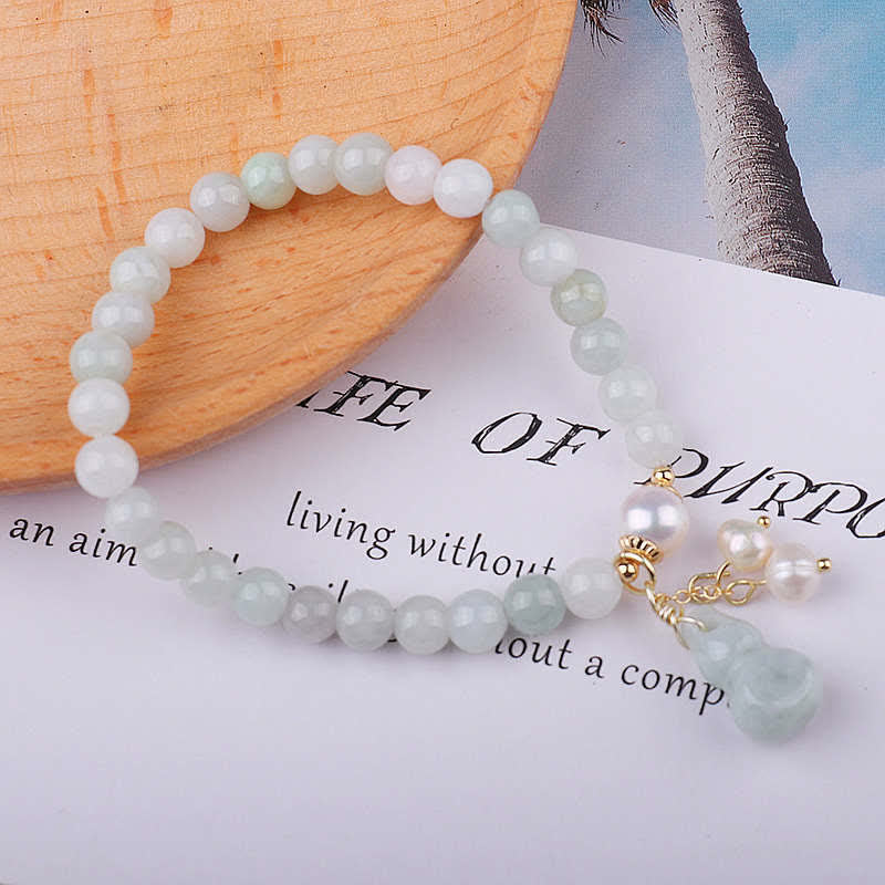 Pulsera de la suerte de la prosperidad de la calabaza de la perla del jade natural de las Buddha Stones
