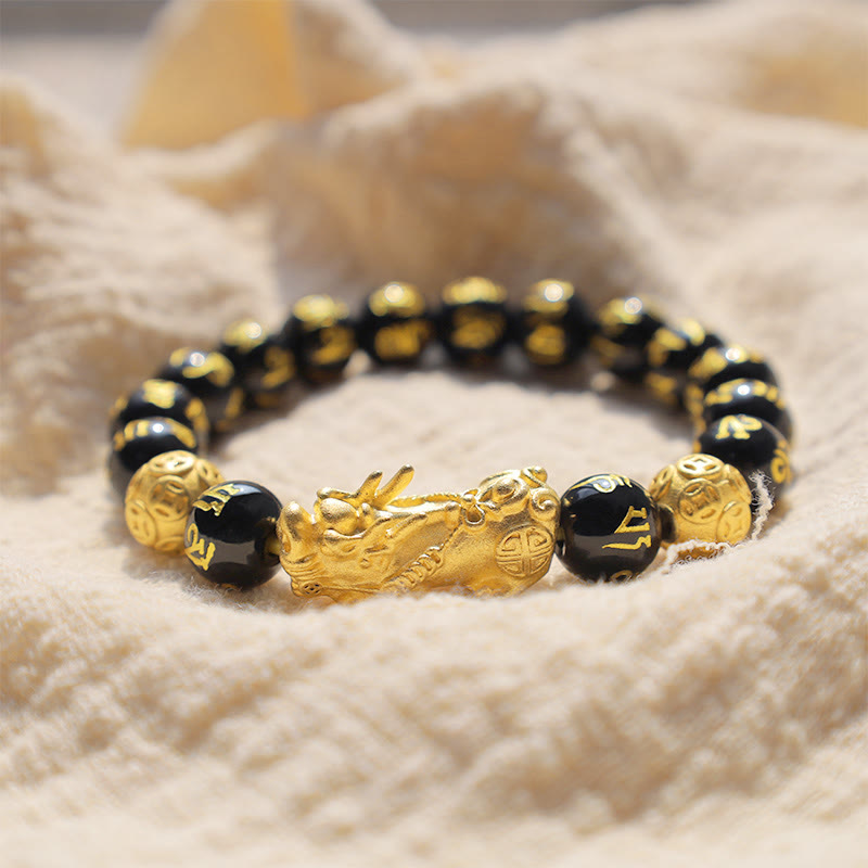 Pulsera de obsidiana para atraer riqueza Feng Shui PiXiu