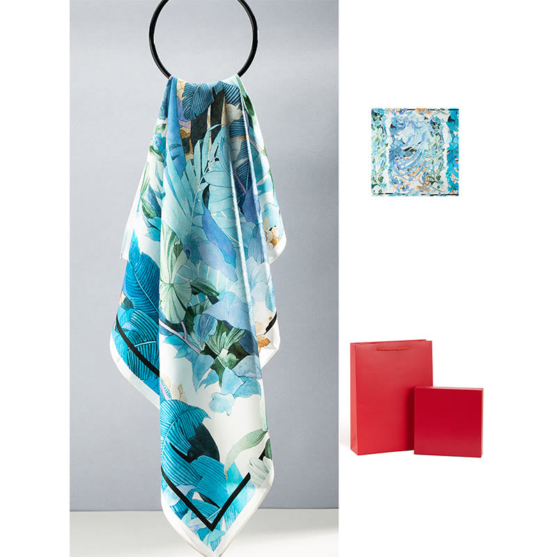 Bufanda de seda de morera 100% con pintura al óleo de jungla de Buddha Stones , bufanda de cuello de seda de doble cara de grado superior 6A - Tierra de manglares - image 9