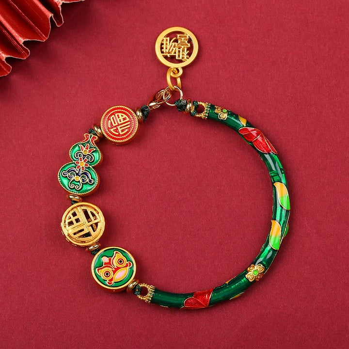 Pulsera de la suerte de la riqueza del león de la felicidad de la fortuna de la calabaza tibetana