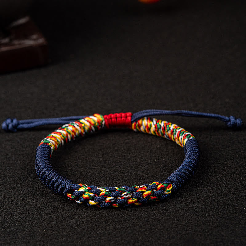 Pulsera de cuerda trenzada de la suerte con nudo King Kong colorido hecho a mano tibetano con Buddha Stones