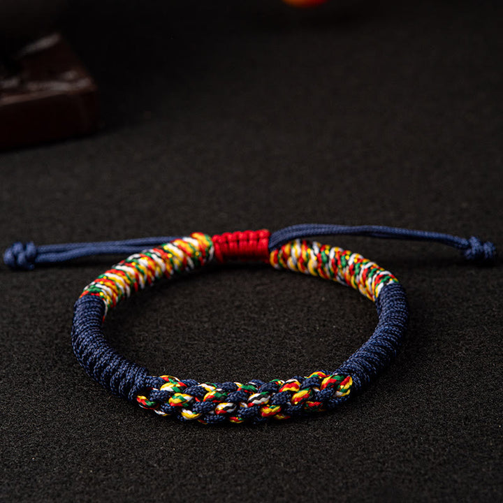 Pulsera de cuerda trenzada de la suerte con nudo King Kong colorido hecho a mano tibetano con Buddha Stones