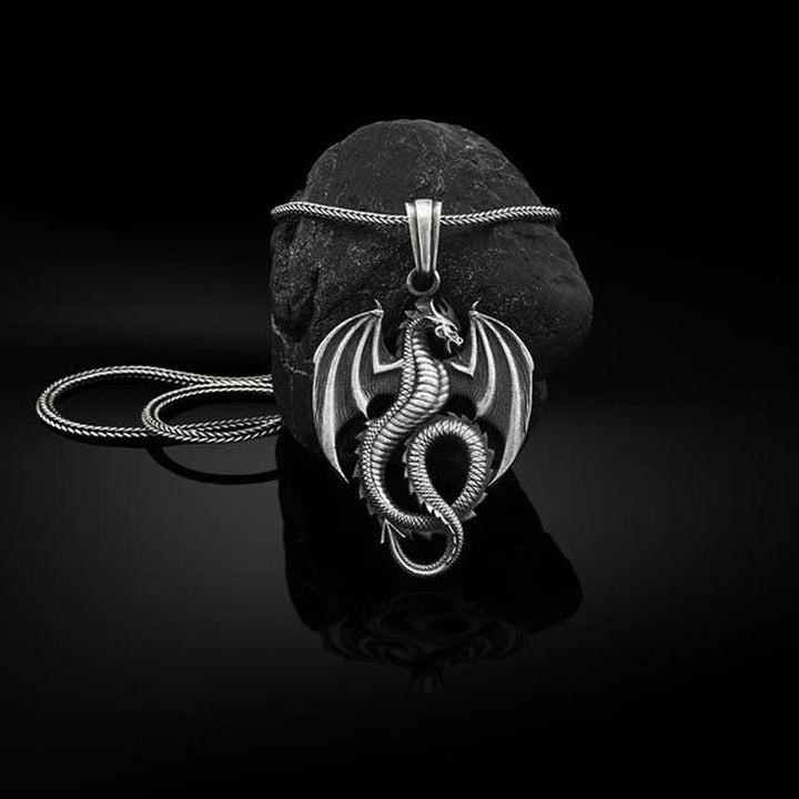 Colgante de collar con diseño de dragón de estaño puro con Buddha Stones - Colgante de dragón y cadena de quilla - image 1