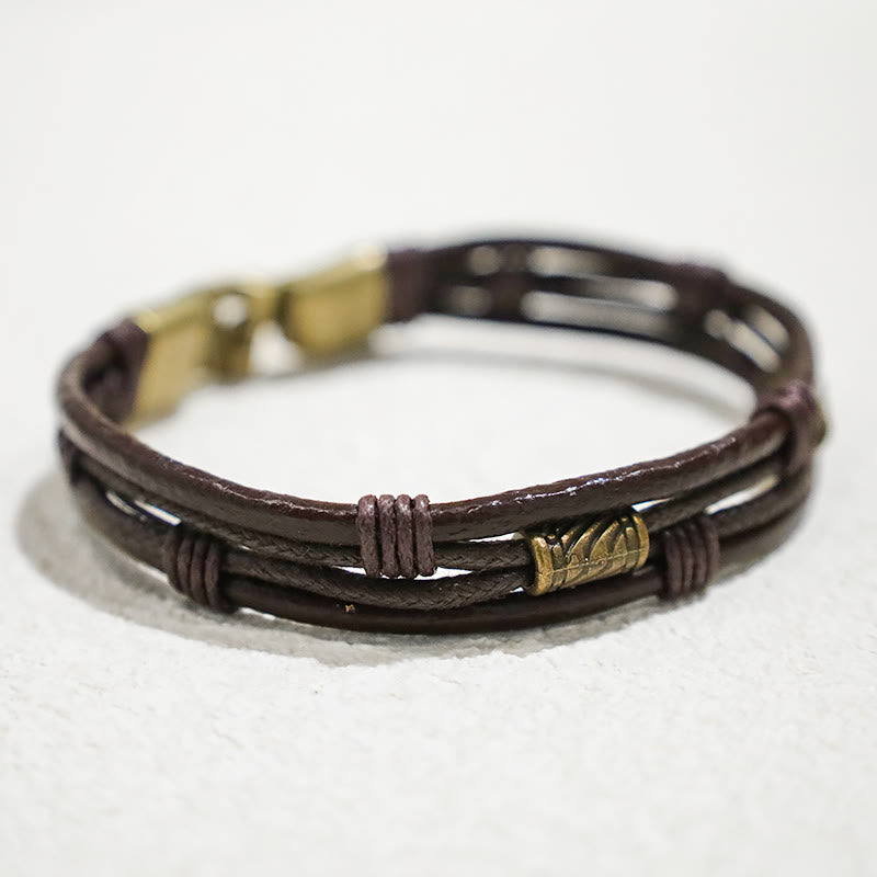 Pulsera de cuero vintage con Buddha Stones, pulsera con capas de cuerda marrón - image 4