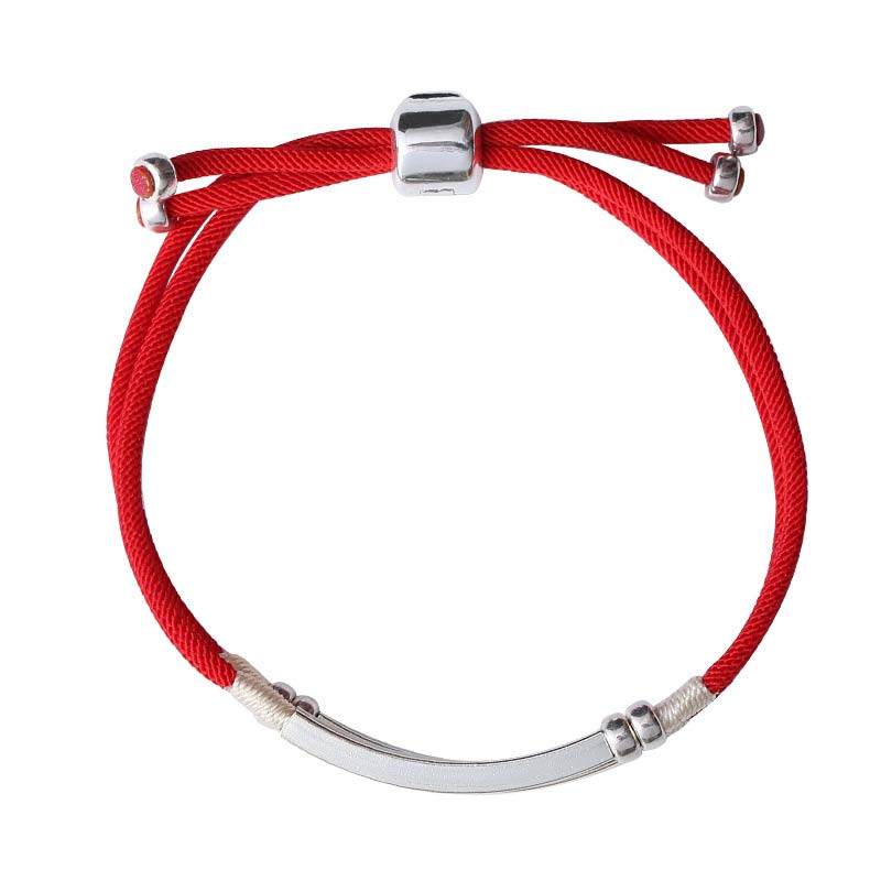 Pulsera trenzada en capas de hilo rojo de plata de ley 925 con Buddha Stones