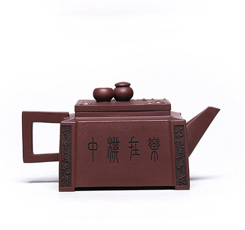 Buddha Stones Yixing, todo hecho a mano, Gomoku, juego de ajedrez, tetera cuadrada de Kung Fu de arcilla púrpura, 280ml