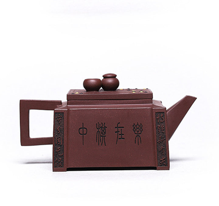 Buddha Stones Yixing, todo hecho a mano, Gomoku, juego de ajedrez, tetera cuadrada de Kung Fu de arcilla púrpura, 280ml