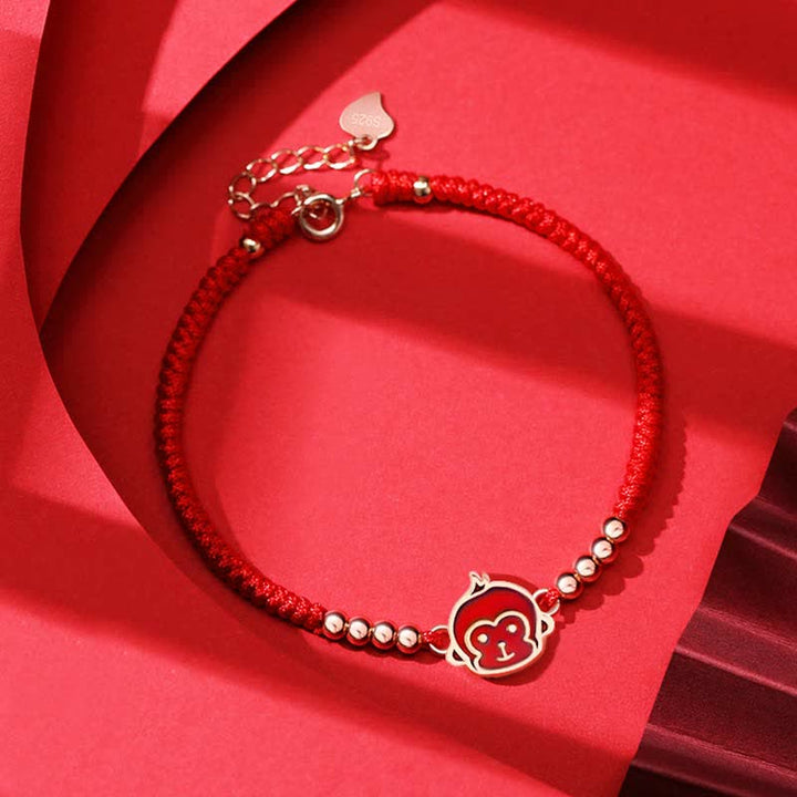 Pulsera de hilo rojo con Buddha Stones de plata de ley 925, zodíaco chino, suerte, fe, decoloración