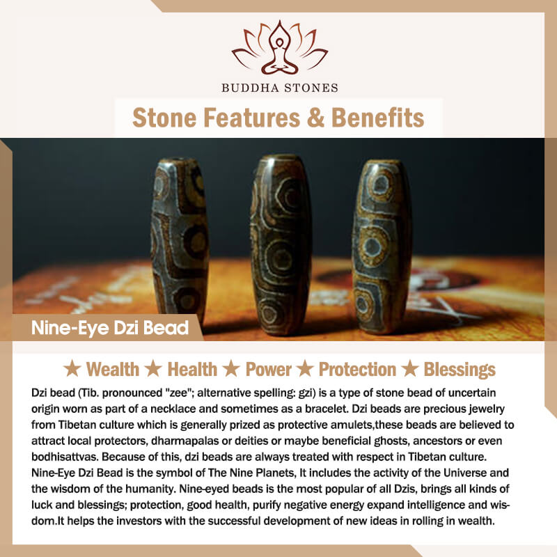 Buddha Stones tibetanas Dzi de nueve ojos, cuentas Dzi de tres ojos, cuentas de vidrio Liuli, pulsera de riqueza