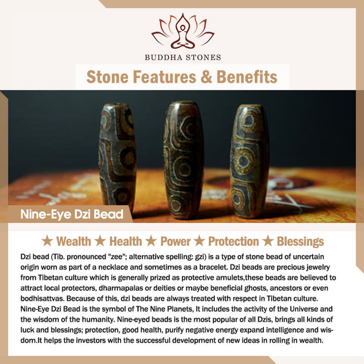 Buddha Stones tibetanas Dzi de nueve ojos, cuentas Dzi de tres ojos, cuentas de vidrio Liuli, pulsera de riqueza