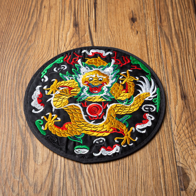 Tapete para taza de Bordado de dragón con Buddha Stones, posavasos para taza de té, tapete para té de Kung Fu