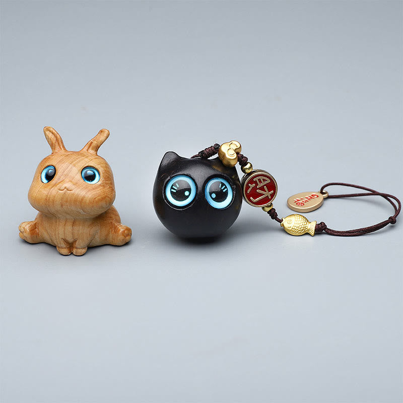 Buddha Stones Thuja Sutchuenensis Sándalo Verde Boj Mini Animal Lindo Conejo Gato Ciervo Ballena Prosperidad Teléfono Decoraciones Colgantes - image 0